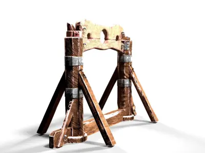 Pillory stocks Low-poly 3D model