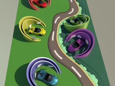 Cars in the stand Free 3D model
