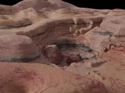 Mars open pit mining quarry 3D model
