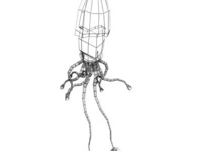 Robot Squid Rigged Low-poly 3D model