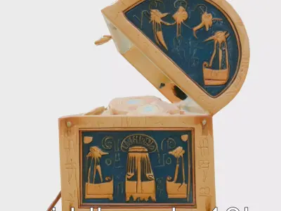 Ancient Egyptian Treasure Chest with Lapis Lazuli and Gold Low-poly 3D model