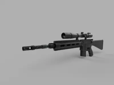 Assault rifle Low-poly 3D model 2