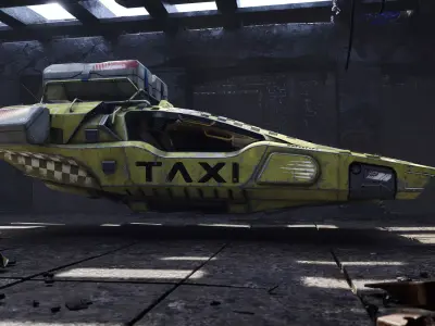AVIO-8 Cyberpunk Hover Taxi Low-poly 3D model