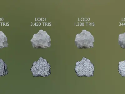 Rubble Trouble - High-Quality 3D Concrete Chunk Set Low-poly 3D model