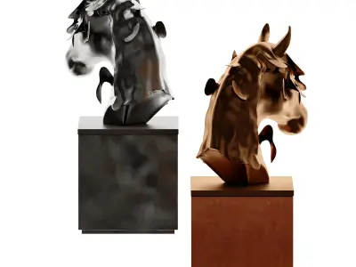 Modern New Chinese Horse Head Abstract Sculpture 3D model