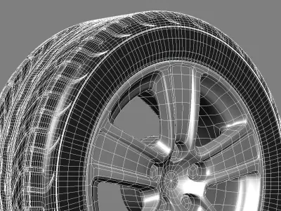 Car rim tire and disk 3D model