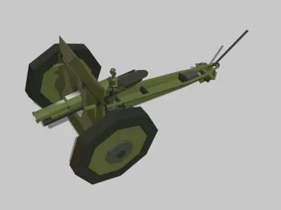 76-mm-gun military cannon Low-poly 3D model