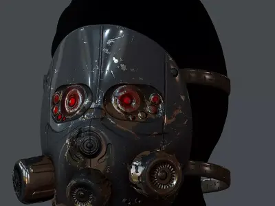 Gas mask helmet 3d model scifi Low-poly Low-poly  Low-poly 3D model