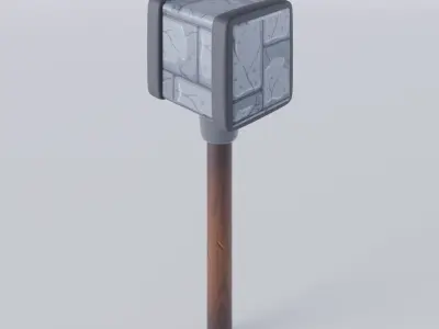 low poly stone hammer Low-poly 3D model