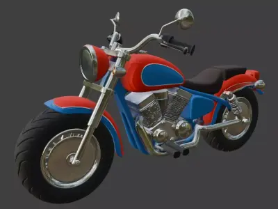 Stylized Cruiser Motorcycle 3D Model 3D model