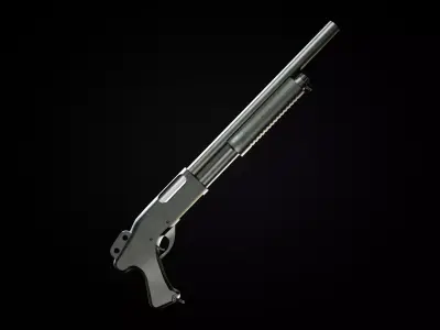 Pump action Shotgun Low-poly 3D model purchase