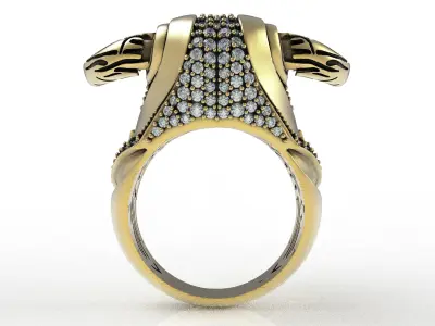 Bull Face Diamond Ring 3D print model