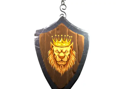 Medieval Hanging Sign - Low Poly Wood Plank Low-poly 3D model