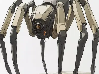 Light Combat Spider - Futuristic Low Poly 3D Model 3D model