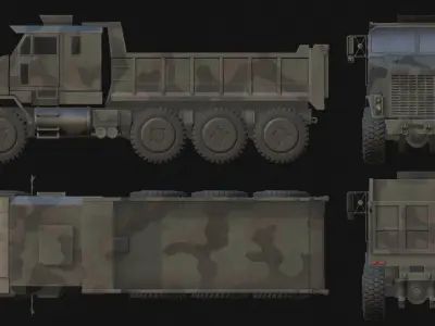 Military Dump Truck Low-poly 3D model