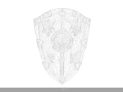 Stylized Dark Knight Shield Game Ready - AI Low-poly 3D model