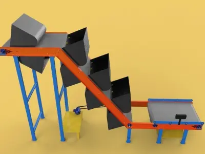 BUCKET CONVEYOR ELEVATOR BELT 3D model