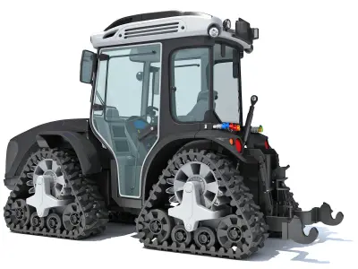 Articulated Tracked Tractor with Rubber Tracks 3D model