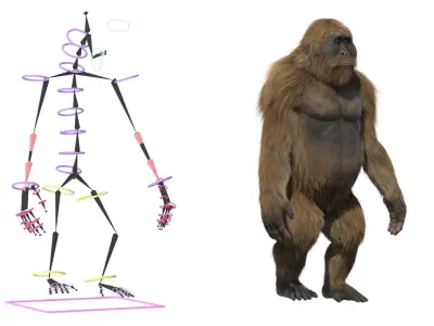 Gigantopithecus Fur Rigged 3D model