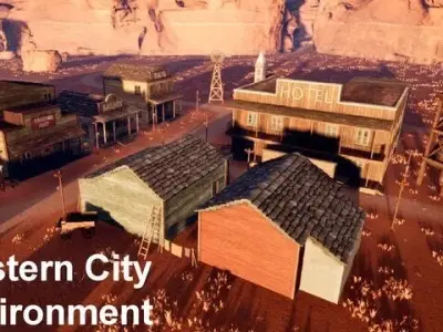 Western City Pack for Unreal Engine 5 Low-poly 3D model