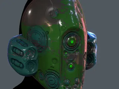 Gas mask helmet 3d model scifi Low-poly  Low-poly 3D model 76