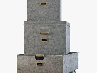 pottery barn galvanized storage baskets 3D model