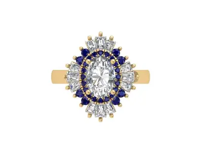 Oval Art Deco Ring 3D print model 4