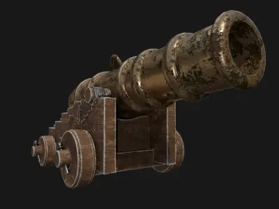Old Vessel Cannon Low-poly 3D model