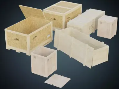 Wooden Crates 1A Low-poly 3D model