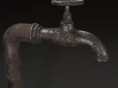 Old water tap pbr  Free 3D model