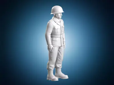 Soldier Military Figure with Helmet 3D Print Model 3D print model