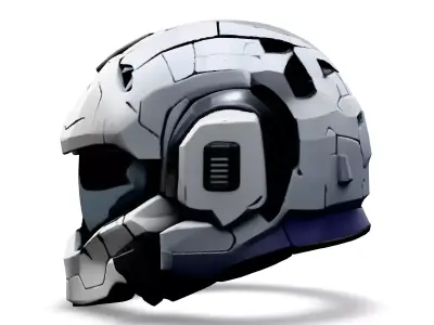 Scifi Helmet Futuristic Headgear Low-poly 3D model