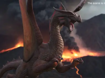 Mythical Dragon Creature Flying 3D model