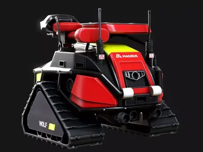 Magirus Wolf R1 Firefighting Fire Robot  vehicle  Low-poly 3D model