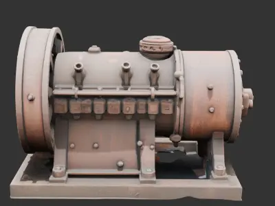 Deserted Industrial Generator Low-poly 3D model