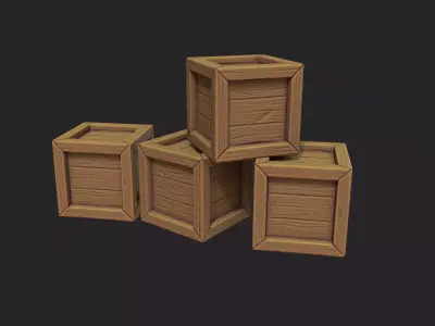 Cartoon Stylized Crate Low-poly 3D model