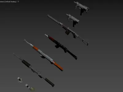 military weapons Low-poly 3D model