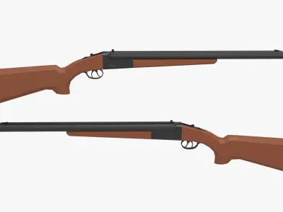 Double barrel shotgun Low-poly Low-poly 3D model