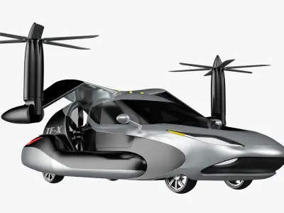  Futuristic Flying Car Concept with Rotors 