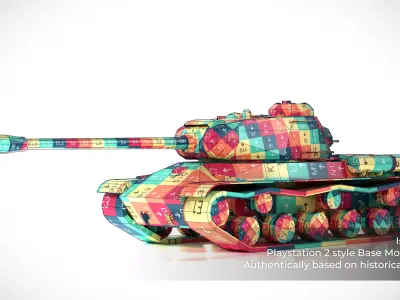 Low Poly IS2 Heavy Tank 7K Tris  UV Unwrapped Game Ready Low-poly 3D model