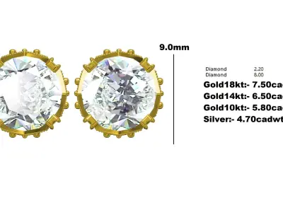 Antique Art Deco Style Stud Earring 3D print model