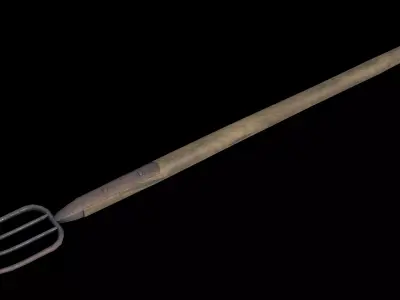 Low Poly Game Ready Pitchfork old fork Free low-poly 3D model