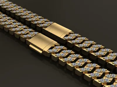 Cuban Diamond Chain Link Box Style 8MM WIDTH 3D print model