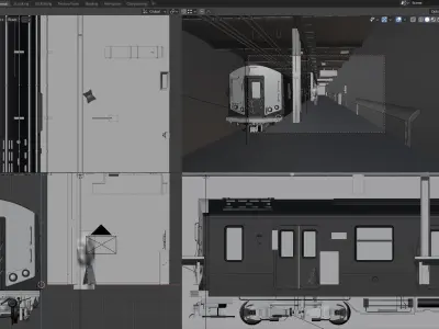 Subway train at station Low-poly 3D model
