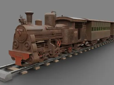 Old abandoned train B2502 3D model