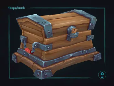 Stylized Rustic Chest Prop - Game-Ready Hand-Painted Asset - Free low-poly 3D model