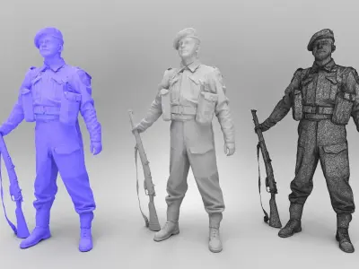 Soldier with gun 397 Low-poly 3D model