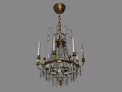 CHANDELIER gold and crystal 3D model