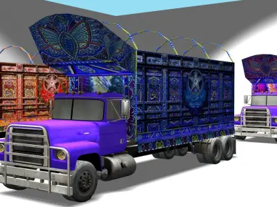 Low Poly 3D Pakistan Truck Collection 2025 Low-poly 3D model