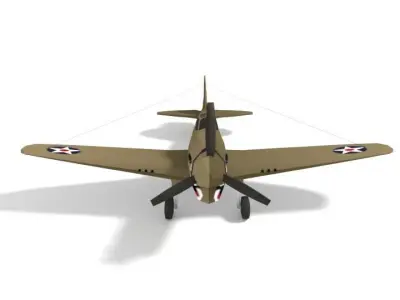 Low Poly Curtiss P-40 Warhawk Airplane Low-poly 3D model